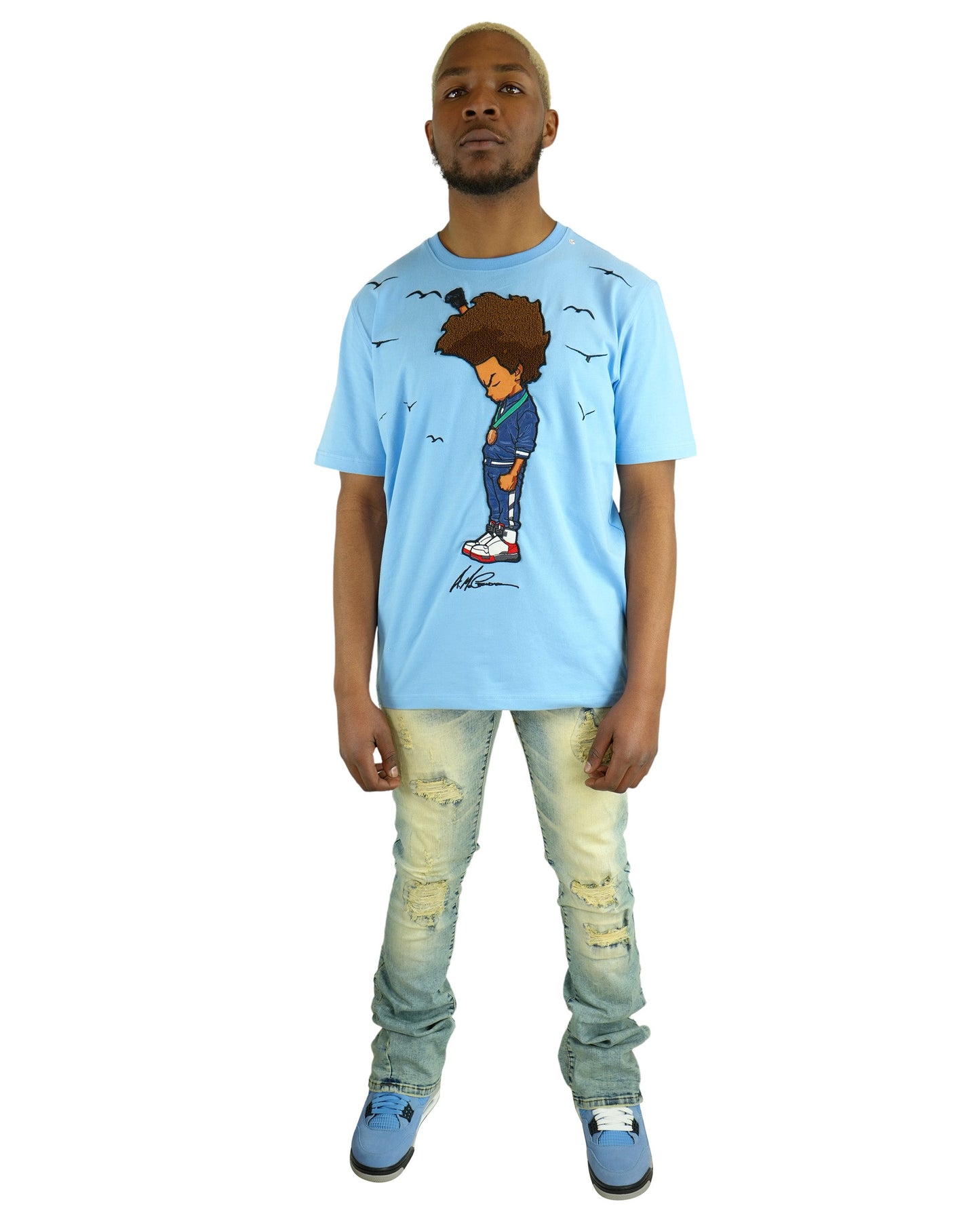The Boondocks - Huey Fist NC Blue Mens T Shirt