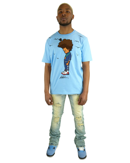 The Boondocks - Huey Fist NC Blue Mens T Shirt