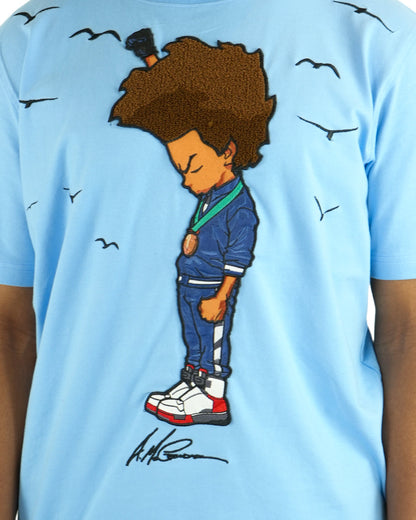 The Boondocks - Huey Fist NC Blue Mens T Shirt