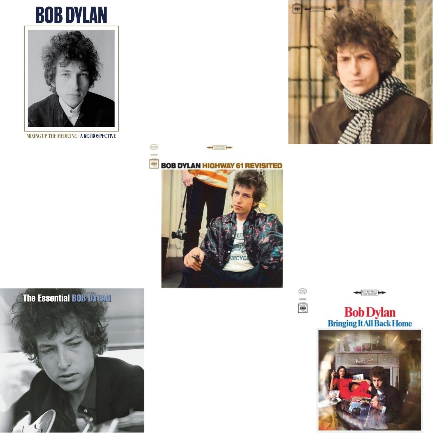 Bob Dylan - Bringing It All Back Home & Highway 61 Revisited & Blonde On Blonde & Mixing Up The Medicine & Essential Bob Dylan - LP Vinyl Bundle