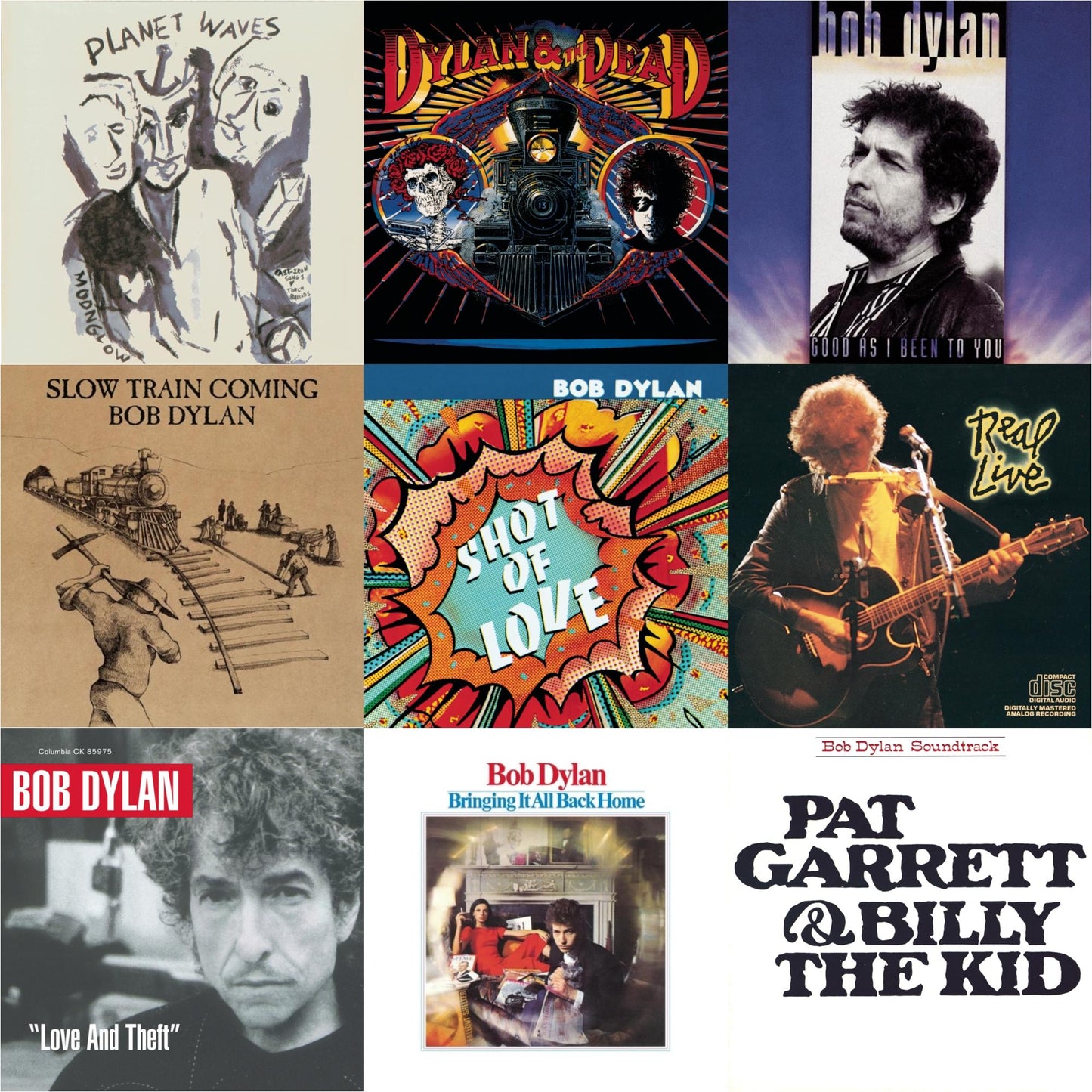 Bob Dylan - Slow Train Coming & Bringing It All Back Home & Shot Of Love & Pat Garrett & Billy The Kid & Good As I Been To You & Real Live & Planet Waves & Dylan & The Dead & Love & Theft - CD Bundle