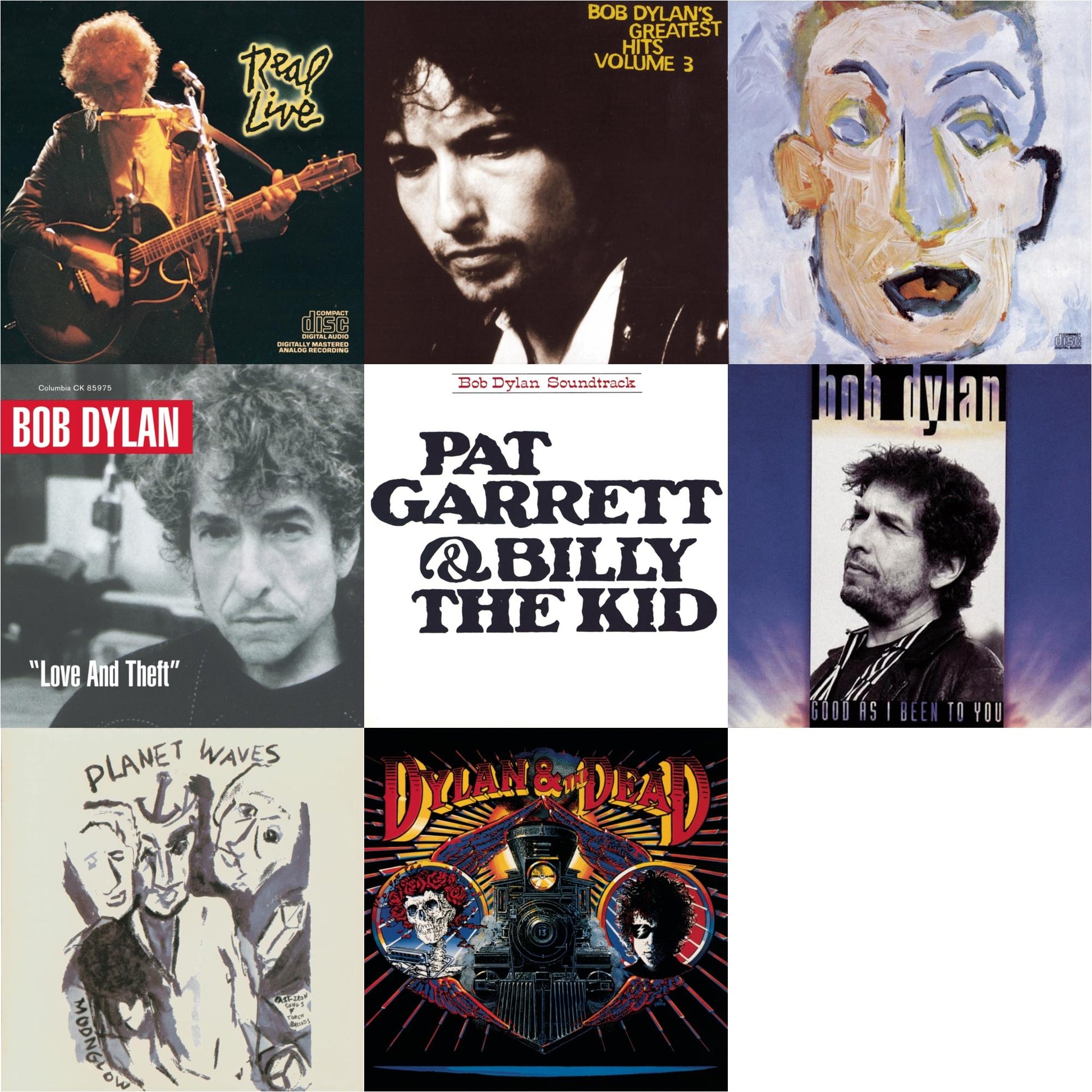 Bob Dylan - Pat Garrett & Billy The Kid & Good As I Been To You & Real Live & Greatest Hits Vol.3 & Planet Waves & Self Portrait & Dylan & The Dead & Love & Theft - CD Bundle