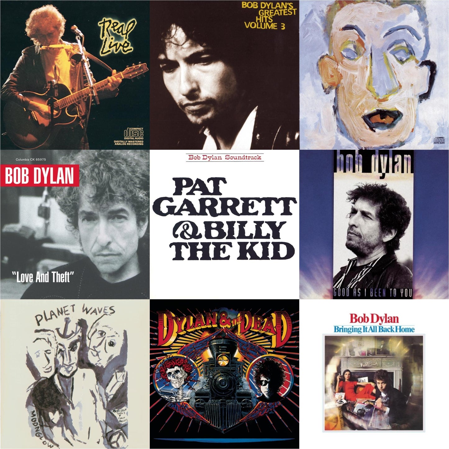 Bob Dylan - Bringing It All Back Home & Pat Garrett & Billy The Kid & Good As I Been To You & Real Live & Greatest Hits Vol.3 & Planet Waves & Self Portrait & Dylan & The Dead & Love & Theft - CD Bundle