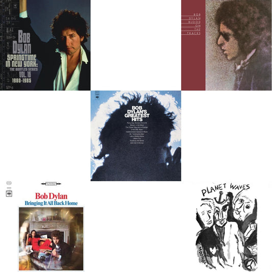 Bob Dylan - Planet Waves (150G LP Vinyl/Dl) & Blood On The Tracks (150G/Dl Insert) & Springtime In New York: The Bootleg Series Vol. 16 (1980-1985) (2LP) & Bringing It All Back Home & Greatest Hits (150G/Dl Card)