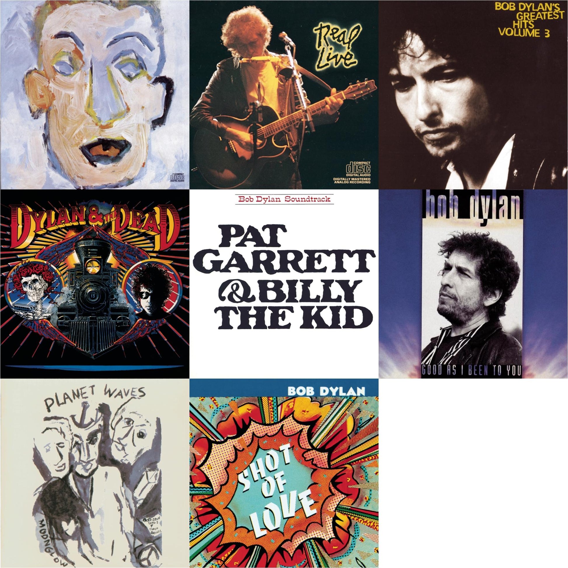 Bob Dylan - Shot Of Love & Pat Garrett & Billy The Kid & Good As I Been To You & Real Live & Greatest Hits Vol.3 & Planet Waves & Self Portrait & Dylan & The Dead - CD Bundle