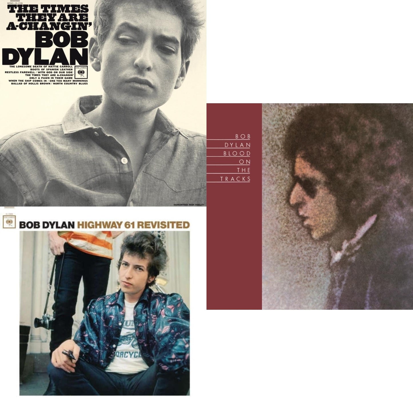 Bob Dylan - Blood On The Tracks (150G/Dl Insert) & Times They Are A-Changin (Mono) & Highway 61 Revisited - LP Vinyl Bundle