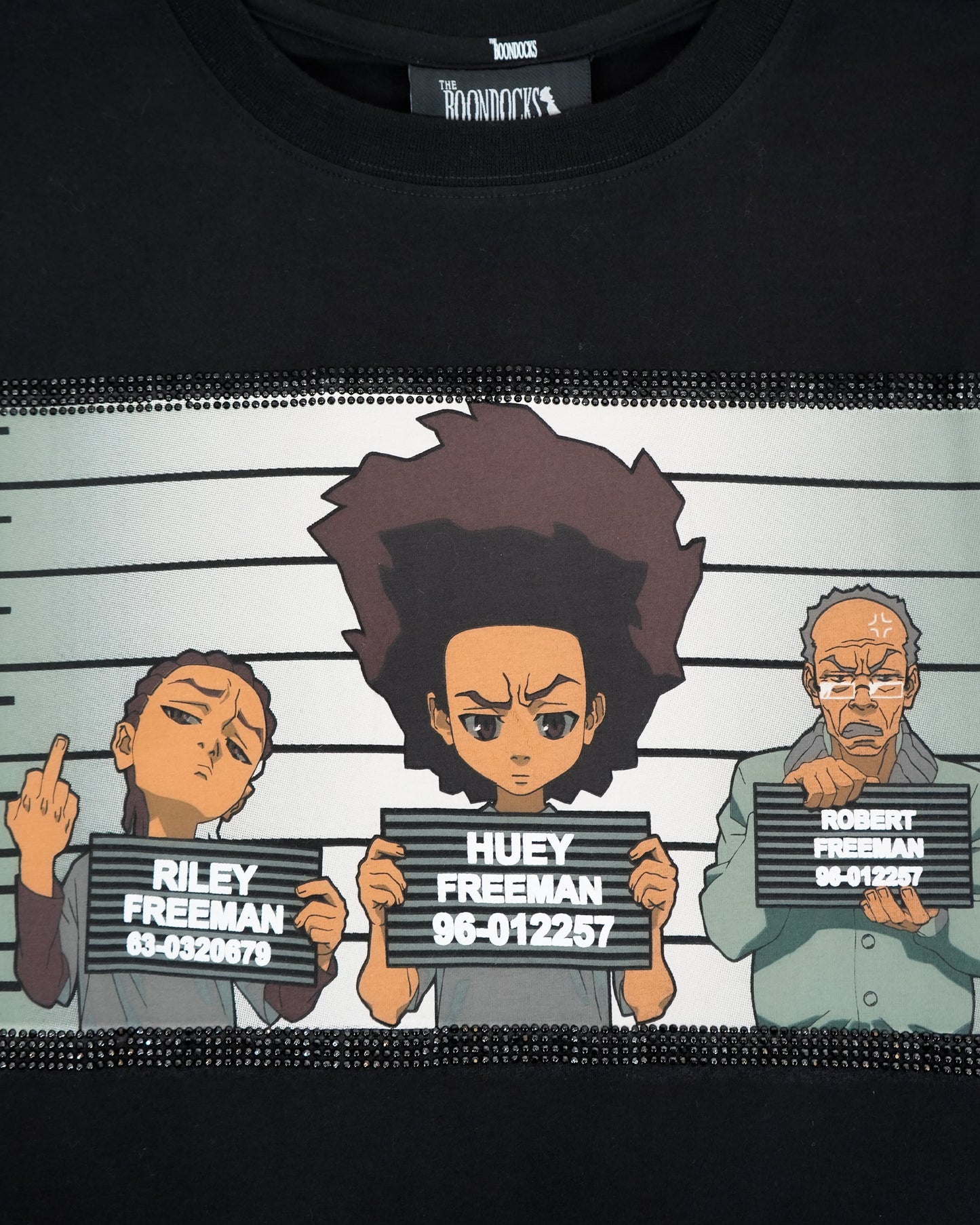 The Boondocks - Family Mugshot Black Stoned Mens T Shirt