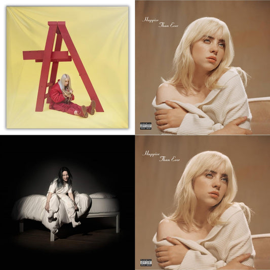 Billie Eilish - Happier Than Ever (X) (2LP) & Happier Than Ever (2LP/Recycled Vinyl/Rainbow Foil Jacket) (Rsd) & Billie Eilish - Dont Smile At Me (Black LP Vinyl) & When We All Fall Asleep, Where Do We Go? (Pale Yellow LP Vinyl)
