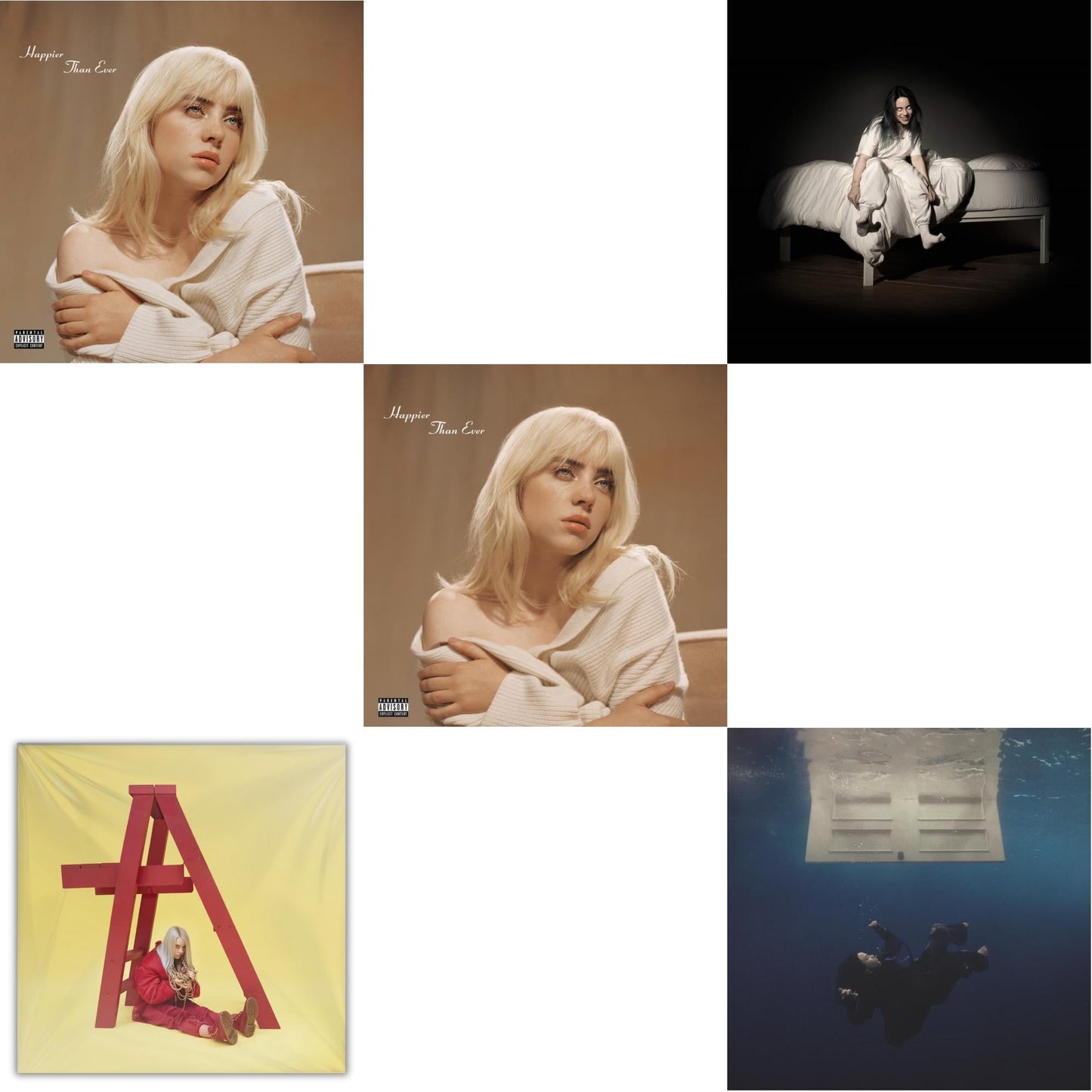 Billie Eilish - Happier Than Ever (X) (2LP) & Happier Than Ever (2LP/Recycled Vinyl/Rainbow Foil Jacket) (Rsd) & Hit Me Hard & Soft (Recycled Black LP Vinyl) & Billie Eilish - Dont Smile At Me (Black LP Vinyl) & When We All Fall Asleep, Where Do We