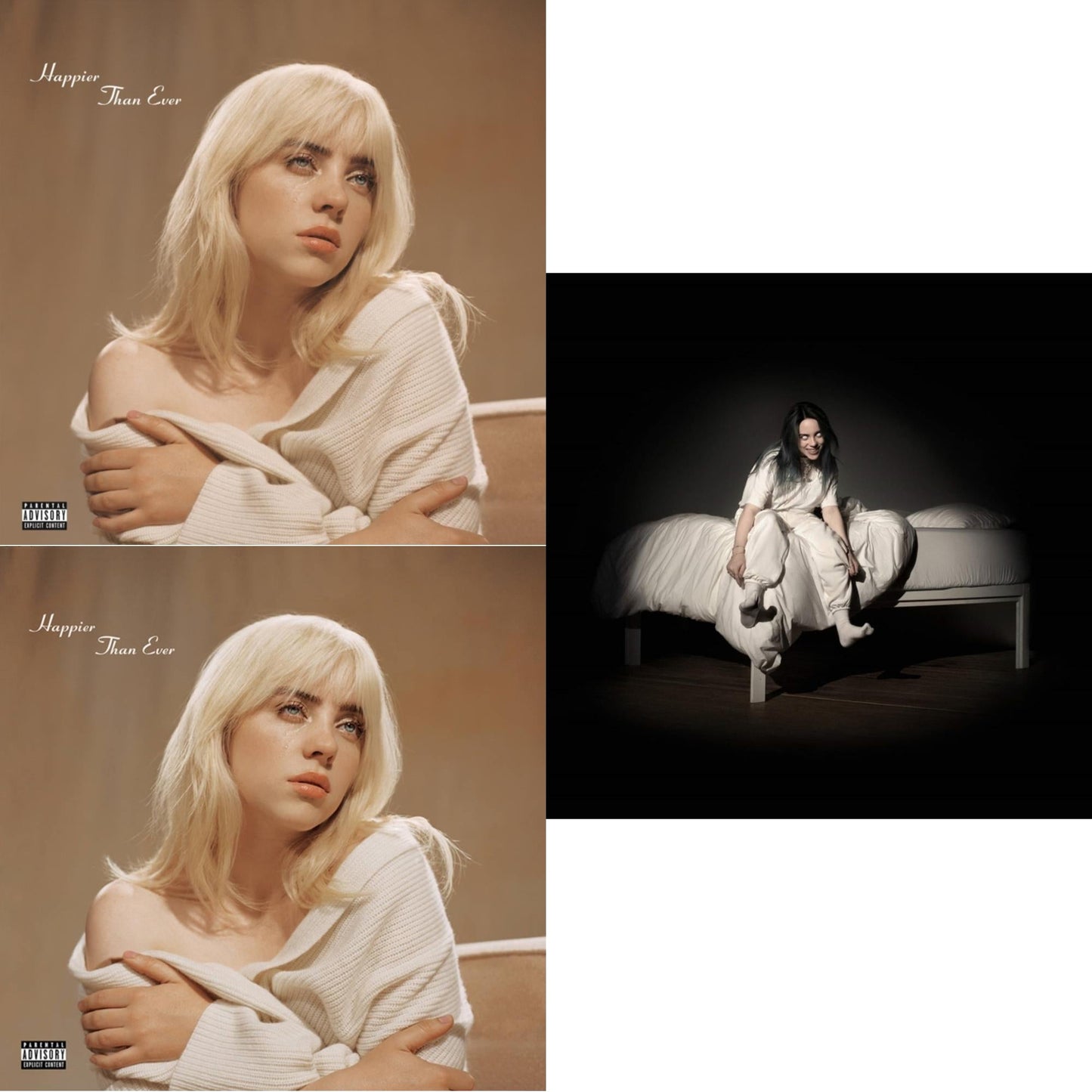 Billie Eilish - Happier Than Ever (X) (2LP) & Happier Than Ever (2LP/Recycled Vinyl/Rainbow Foil Jacket) (Rsd) & When We All Fall Asleep, Where Do We Go? (Pale Yellow LP Vinyl)