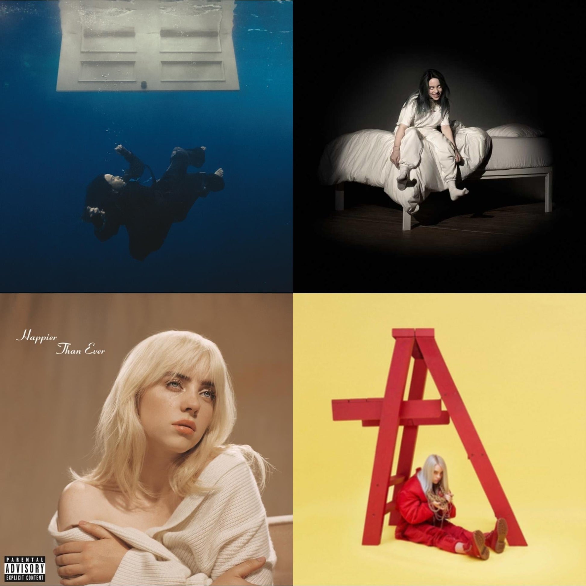 Billie Eilish - Happier Than Ever (X) & Hit Me Hard & Soft & When We All Fall Asleep, Where Do We Go? & Dont Smile At Me - CD Bundle