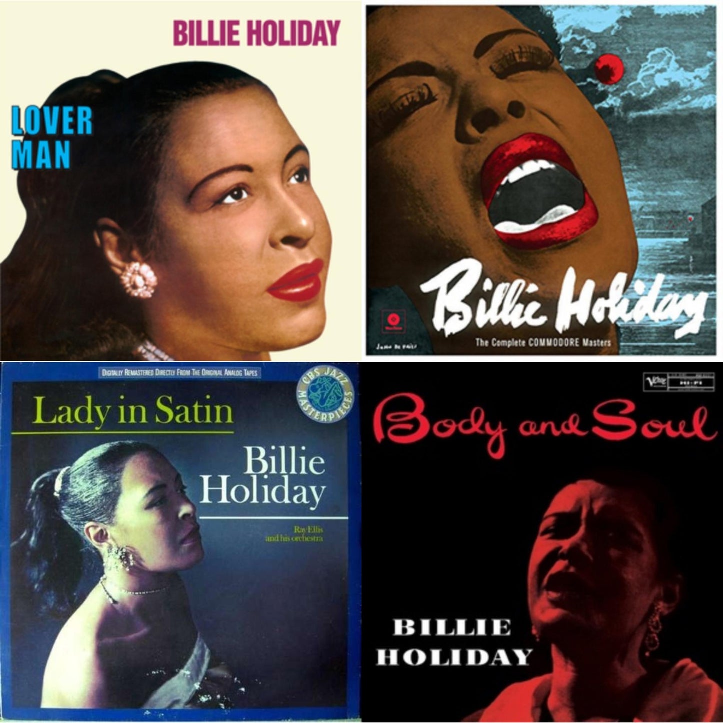 Billie Holiday - Body & Soul (Verve Acoustic Sounds Series) & Lover Man & Complete Commodore Masters & Lady In Satin - LP Vinyl Bundle