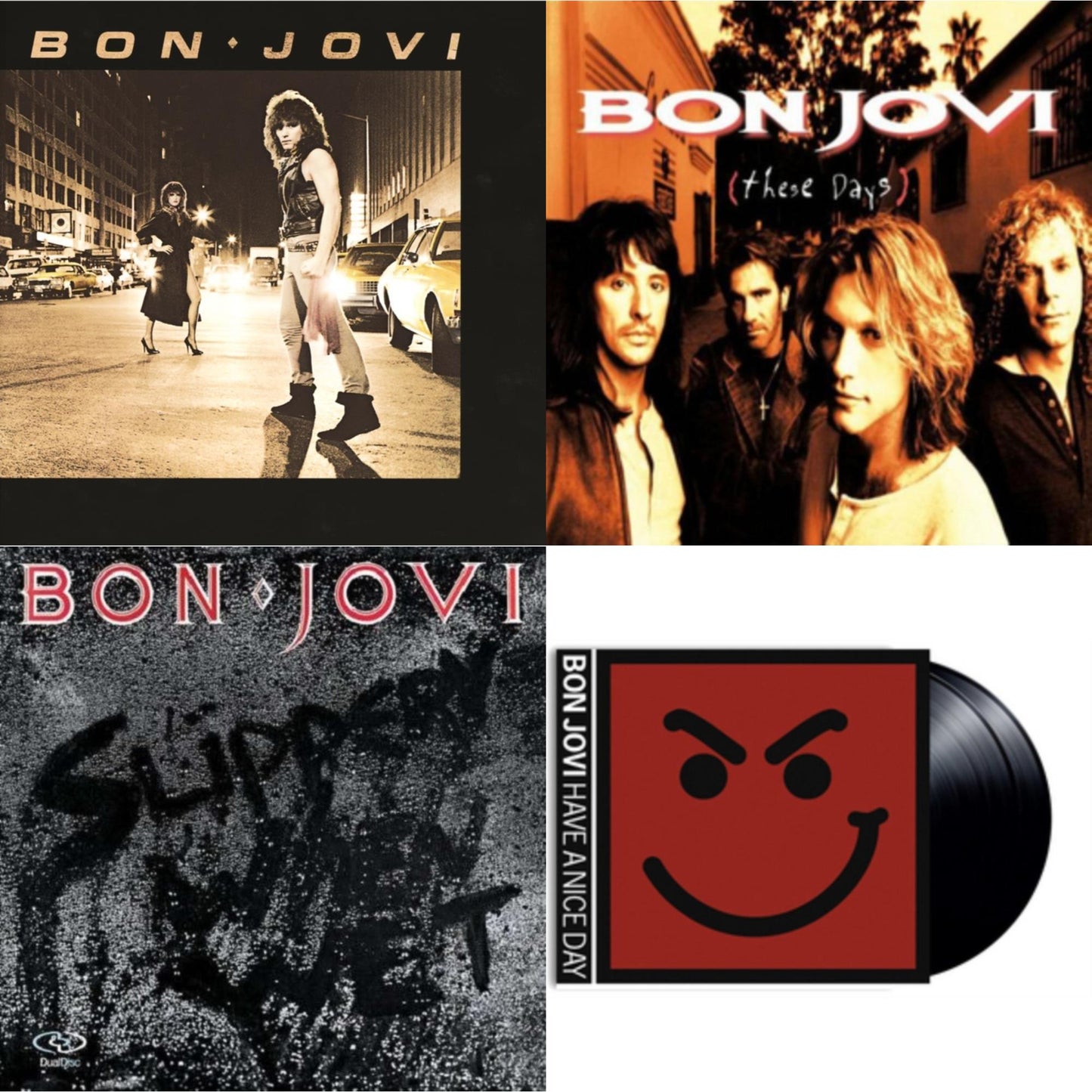 Bon Jovi - Bon Jovi (180G) & Slippery When Wet (180G) & These Days (180G) & Have A Niceday (180G) - LP Vinyl Bundle