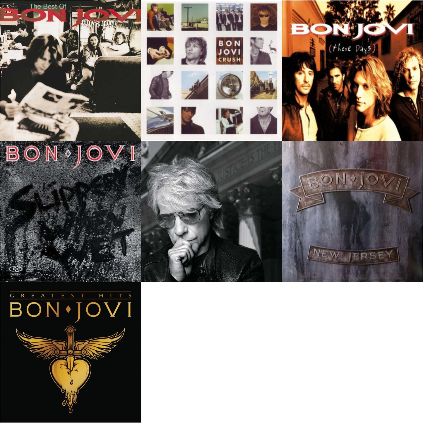 Bon Jovi - Greatest Hits (2LP) & Cross Road (2LP) & 2020 (2LP/Gold Vinyl) & Slippery When Wet (180G) & New Jersey (180G) & These Days (180G) & Crush (180G)