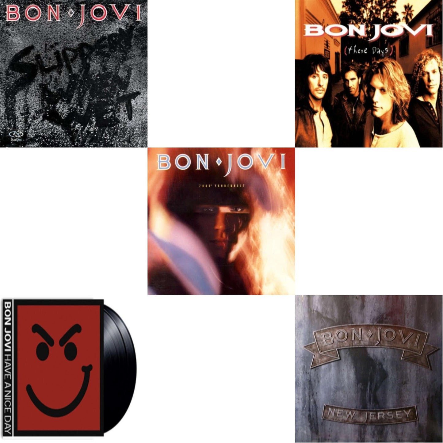 Bon Jovi - 7800º Fahrenheit (180G) & Slippery When Wet (180G) & New Jersey (180G) & These Days (180G) & Have A Niceday (180G) - LP Vinyl Bundle
