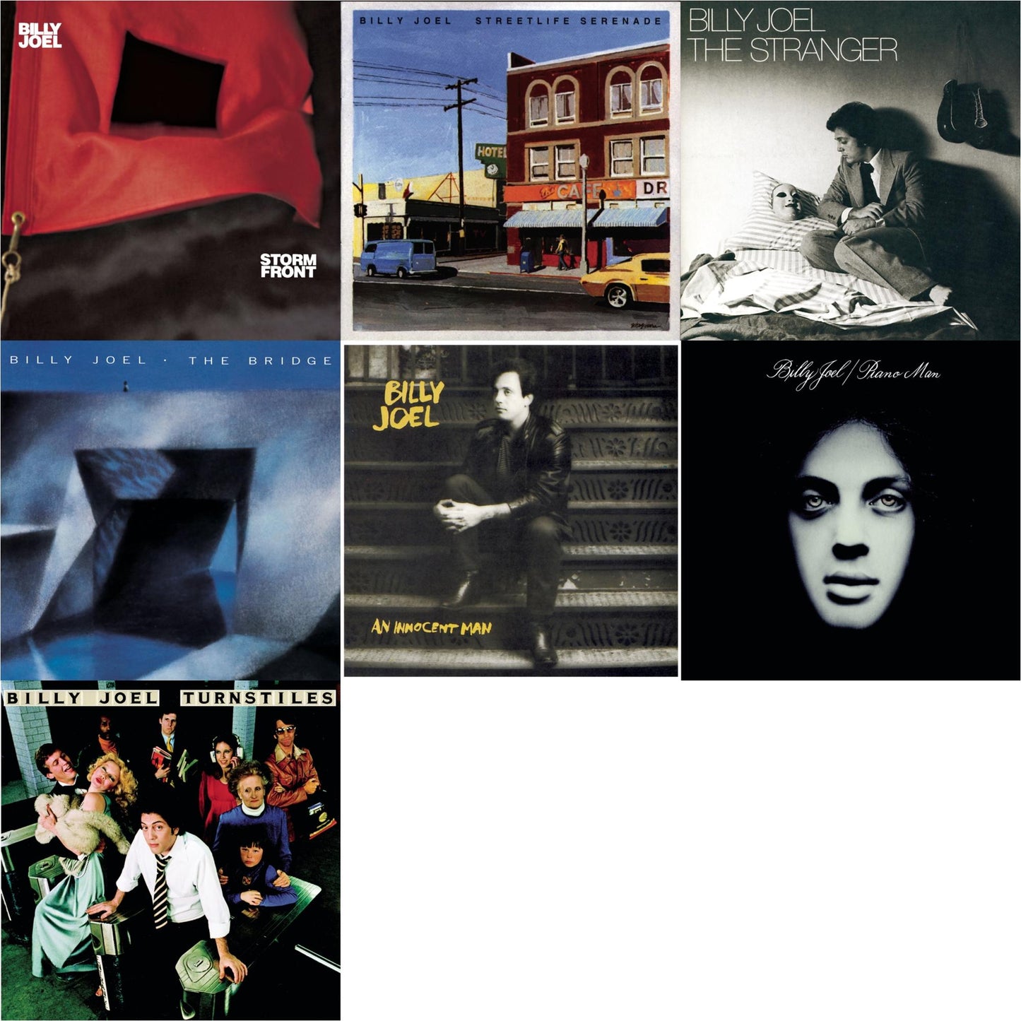 Billy Joel - Turnstiles & Stormfront & Streetlife Serenade & Bridge & An Innocent Man & Piano Man & Stranger - CD Bundle