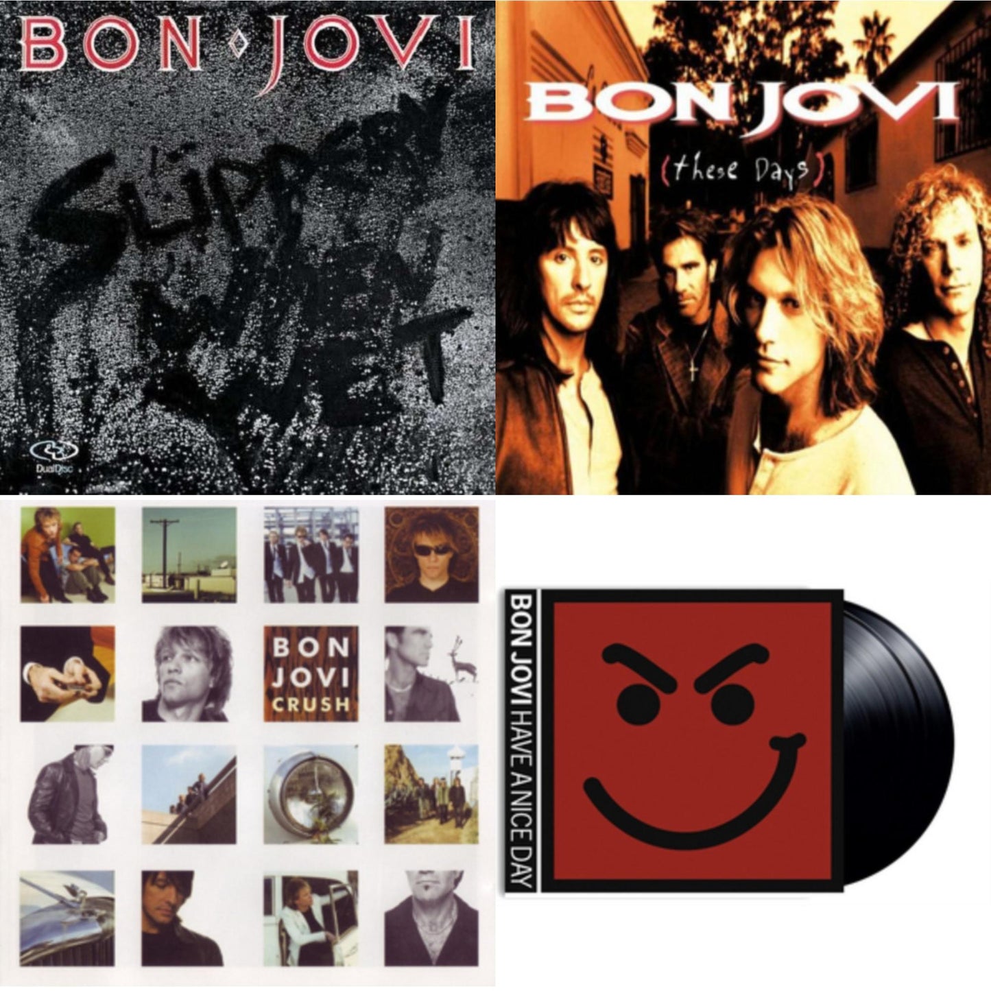 Bon Jovi - Slippery When Wet (180G) & These Days (180G) & Crush (180G) & Have A Niceday (180G) - LP Vinyl Bundle