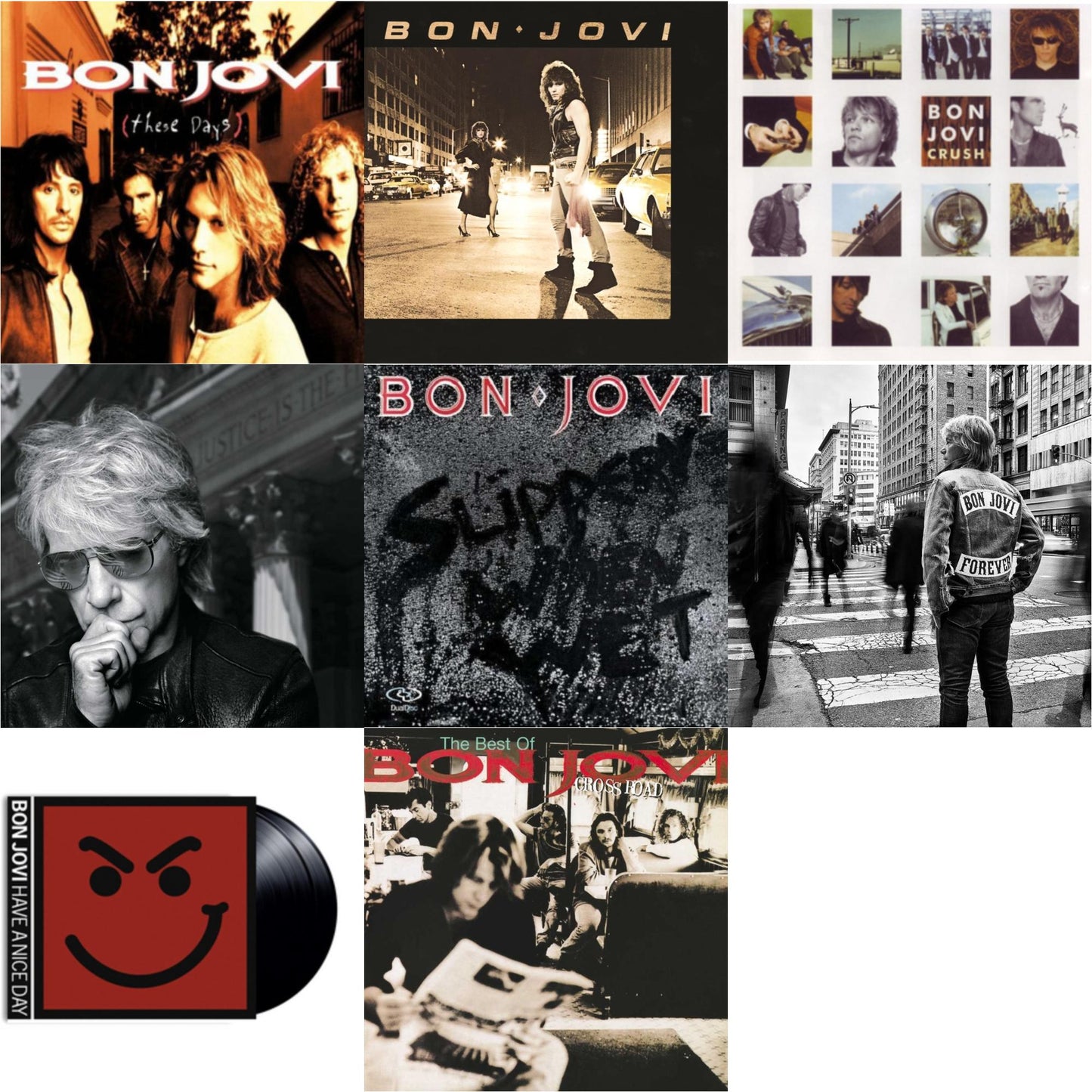 Bon Jovi - These Days (180G) & Bon Jovi (180G) & Crush (180G) & 2020 (2LP/Gold Vinyl) & Slippery When Wet (180G) & Forever & Have A Niceday (180G) & Cross Road (2LP)