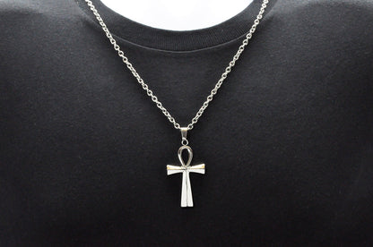 Mens Stainless Steel Ankh Cross Pendant