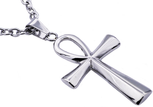 Mens Stainless Steel Ankh Cross Pendant