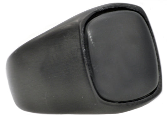 Mens Onyx And Black Stainless Steel Ring