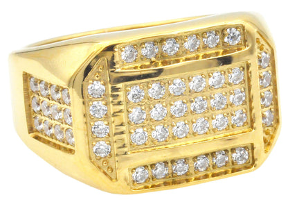 Mens Gold Stainless Steel Ring With Cubic Zirconia