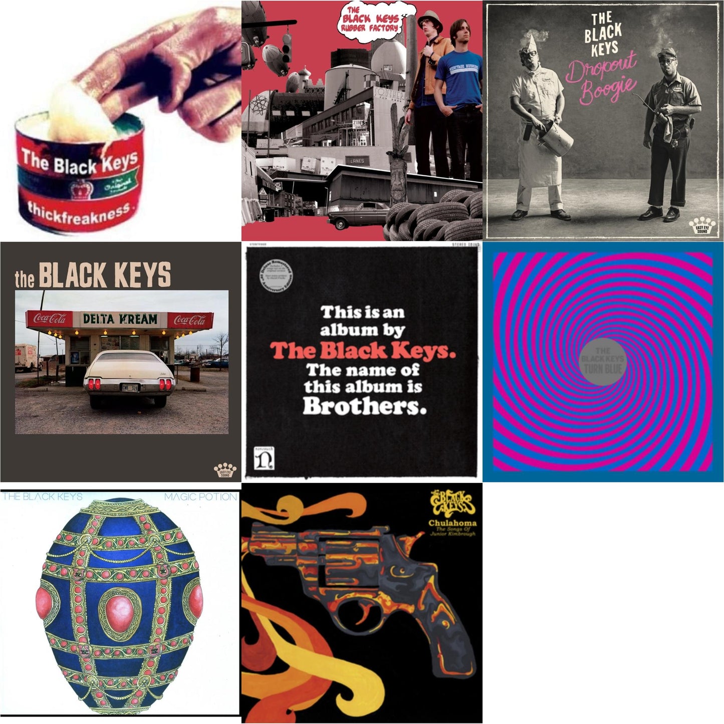 Black Keys - Thickfreakness & Rubber Factory & Dropout Boogie & Delta Kream & Brothers (Deluxe Remastered Anniversary Edition) & Turn Blue & Magic Potion & Chulahoma - LP Vinyl Bundle