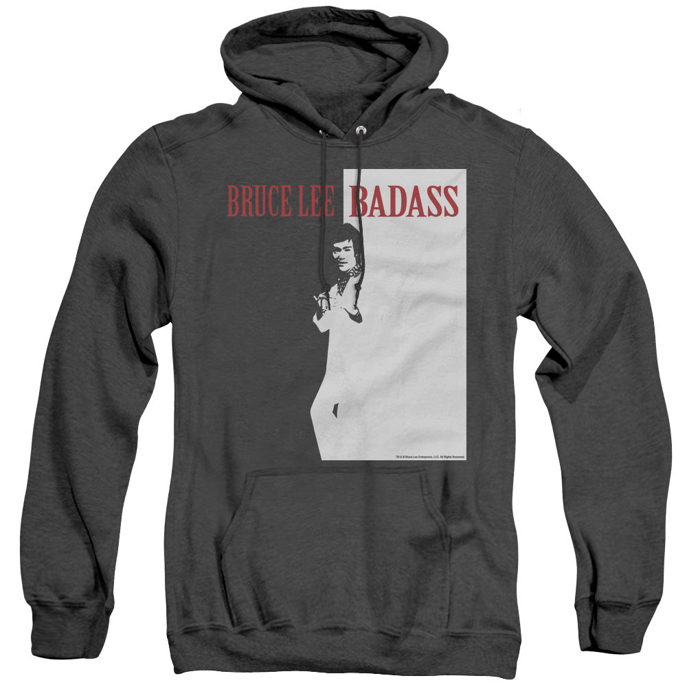 Bruce Lee Badass Heather Mens Hoodie Black Officially Licensed