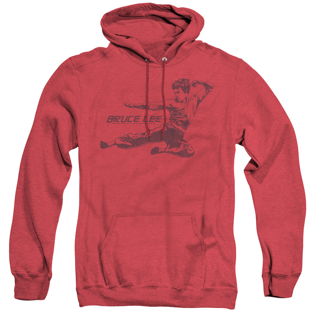 Bruce Lee Line Kick Heather Mens Hoodie Red Officially Licensed