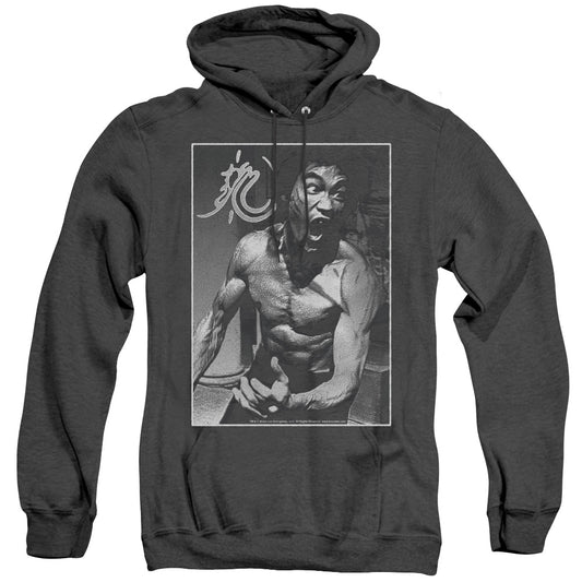 Bruce Lee Focused Rage Heather Mens Hoodie Black Officially Licensed