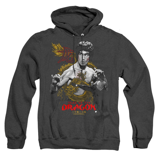 Bruce Lee Golden Year Of The Dragon Heather Mens Hoodie Black Officially Licensed