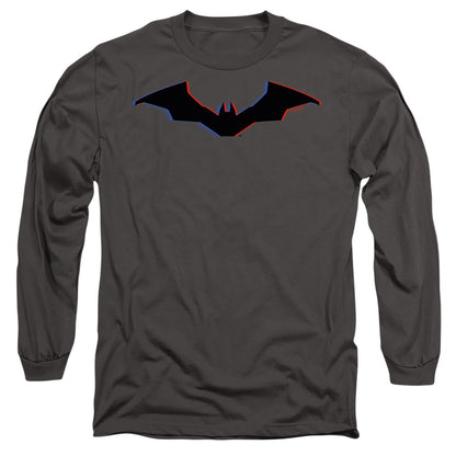 The Batman Tri-Color Bat Silhouette Mens Long Sleeve Shirt Charcoal Officially Licensed