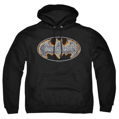 Batman Steel Fire Shield Mens Hoodie Black Officially Licensed