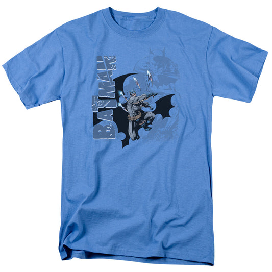 Batman Throwing Blades Mens T Shirt Carolina Blue
