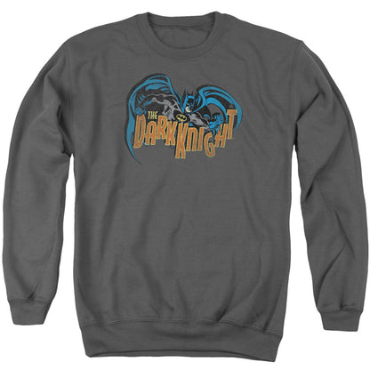 Batman Retro Dark Knight Mens Crewneck Sweatshirt Charcoal