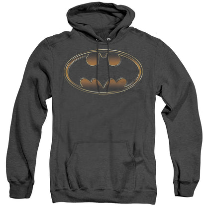 Batman Black & Gold Embossed Heather Mens Hoodie Black Officially Licensed