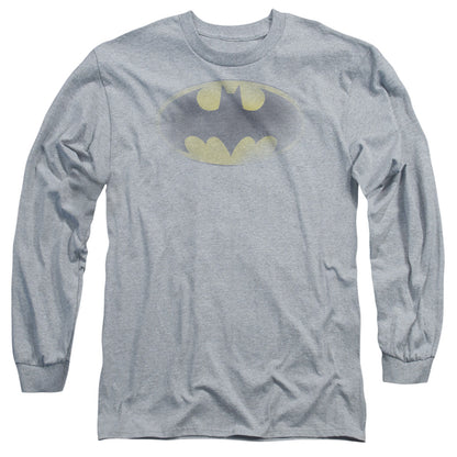 Batman Faded Logo Mens Long Sleeve Shirt Athletic Heather Officially Licensed