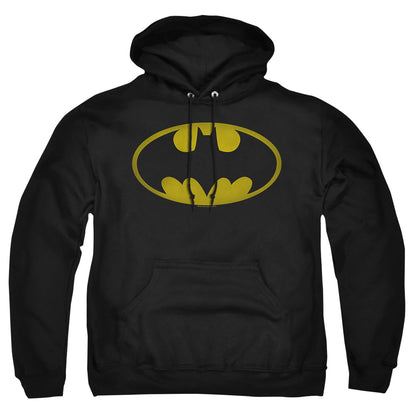 Batman Washed Bat Logo Mens Hoodie Black Officially Licensed