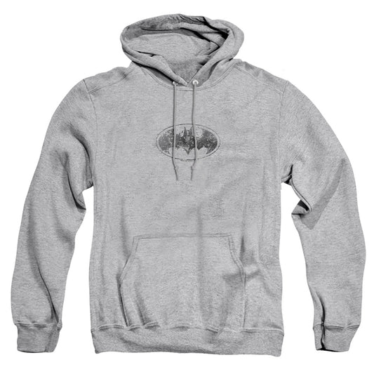 Batman Burned & Splattered Mens Hoodie Athletic Heather Officially Licensed