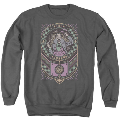 Batman Joker Checkered Sign Mens Crewneck Sweatshirt Charcoal