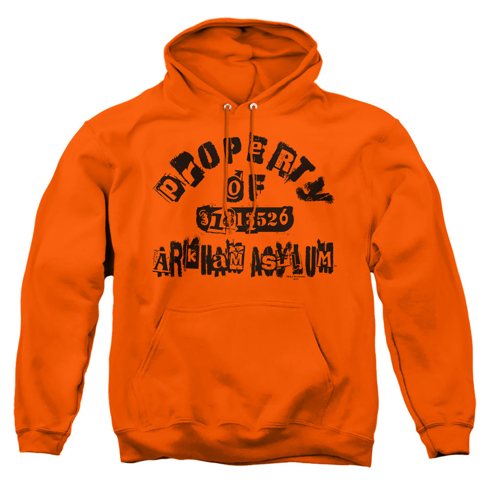 Batman Property Of Arkham Mens Hoodie Orange Officially Licensed