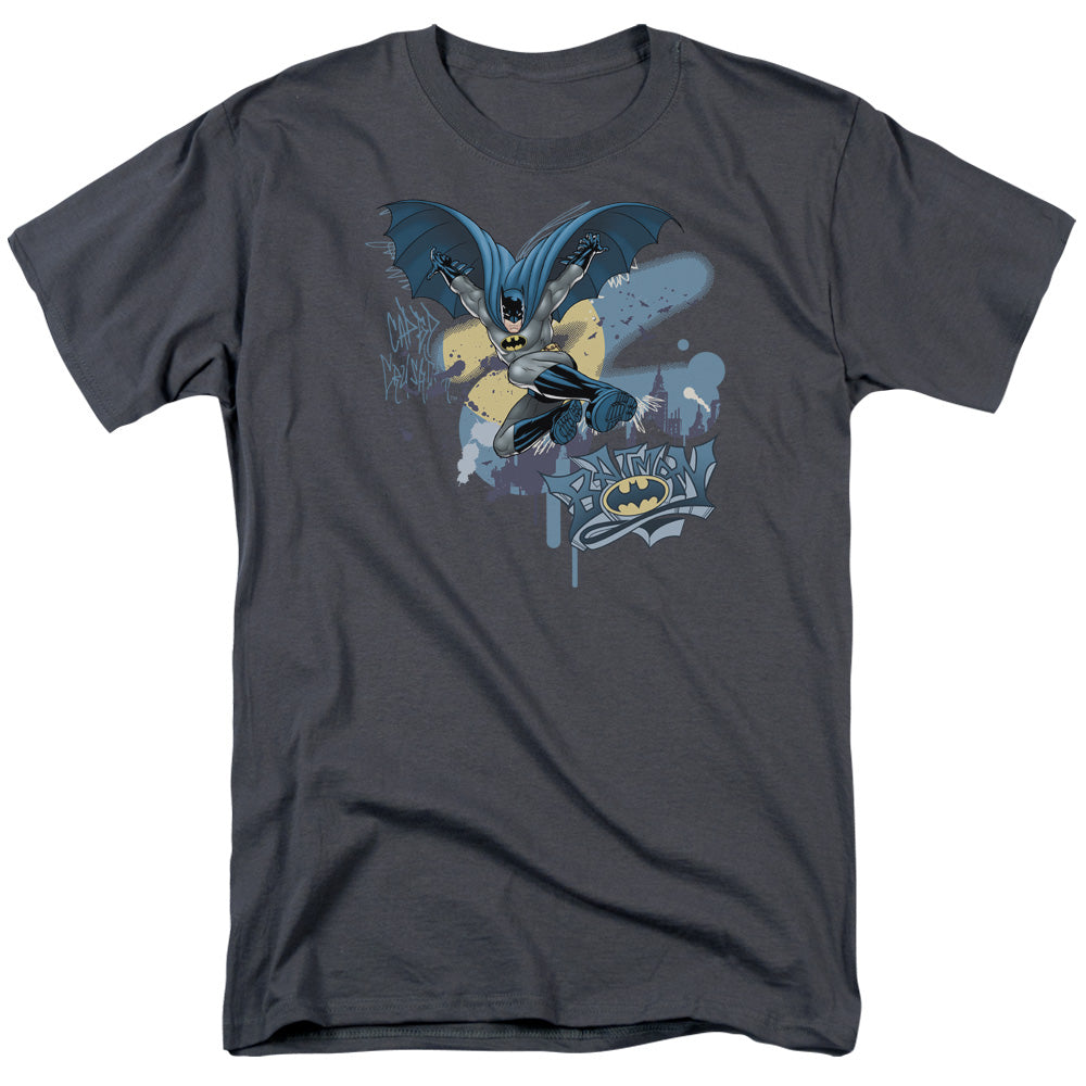 Batman Into The Night Mens T Shirt Charcoal