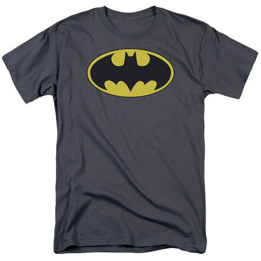 Batman Classic Bat Logo Mens T Shirt Charcoal
