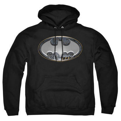 Batman Steel Wall Shield Mens Hoodie Black Officially Licensed