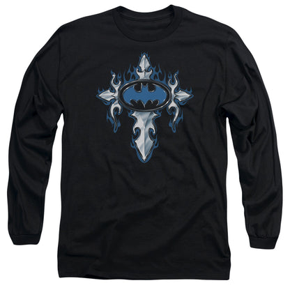 Batman Gothic Steel Logo Mens Long Sleeve Shirt Black Officially Licensed