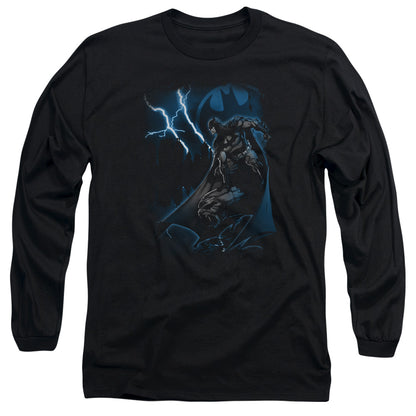 Batman Lightning Strikes Mens Long Sleeve Shirt Black Officially Licensed