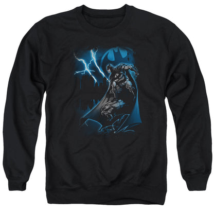 Batman Lightning Strikes Mens Crewneck Sweatshirt Black