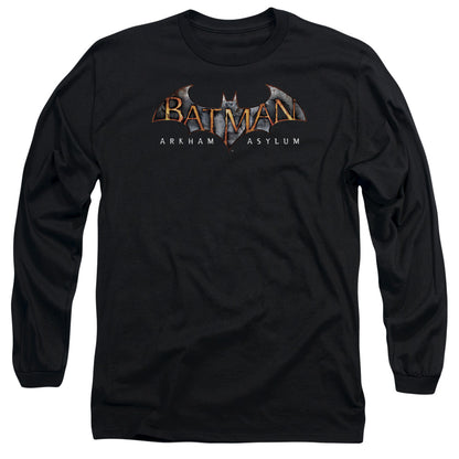 Batman Aa Arkham Asylum Logo Mens Long Sleeve Shirt Black Officially Licensed