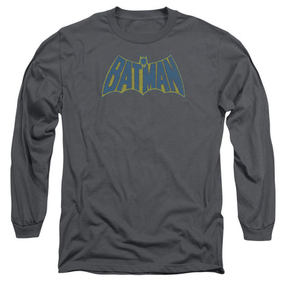 Batman Sketch Logo Mens Long Sleeve Shirt Charcoal Officially Licensed