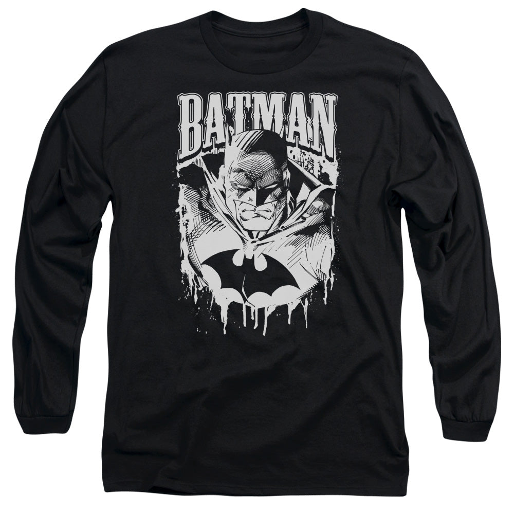 Batman Bat Metal Mens Long Sleeve Shirt Black Officially Licensed